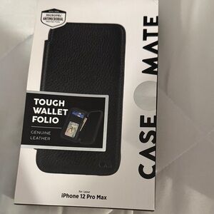 Case-Mate Black Leather Wallet Folio for iPhone 12 Pro Max